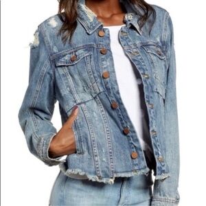 Blank NYC Distressed Raw Hem Denim Jean Jacket
